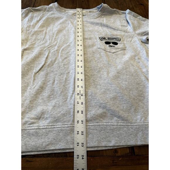 Karl Lagerfeld Paris Women’s Size Large Heather Gray Sweatshirt Pocket Preppy - Picture 8 of 9